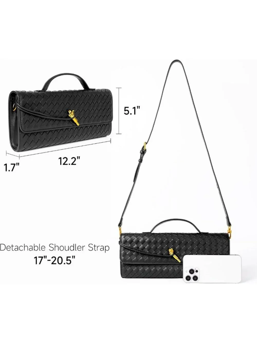 Stylish Woven Evening Clutch Purse | Vegan Leather Crossbody Handbag for Women